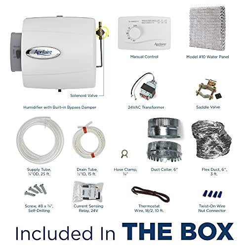 Whole Home Humidifier with Manual Control and Bypass Humidifier Installation Kit, Compact Furnace Humidifier I5530