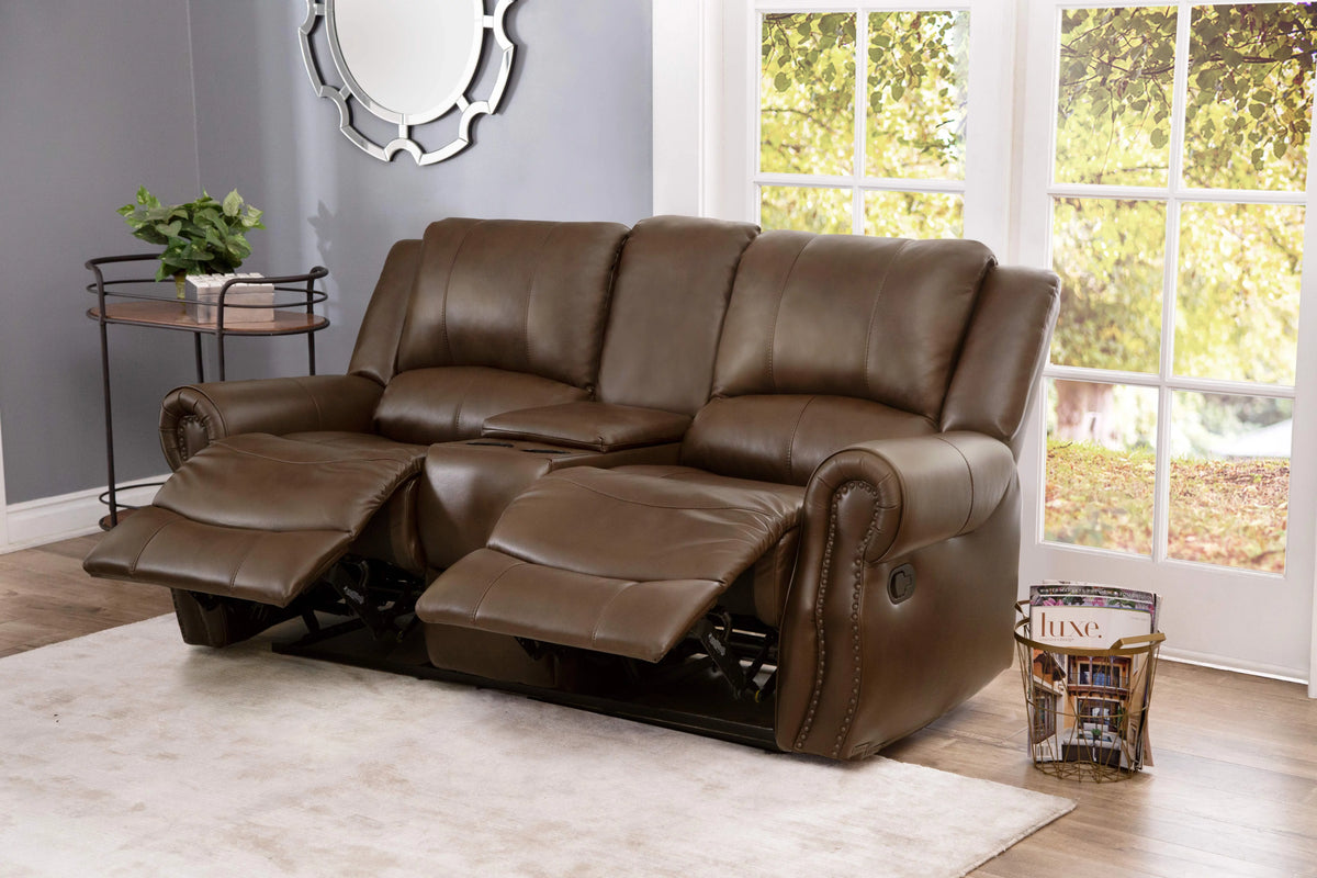 Camel Leather Reclining Loveseat L6483