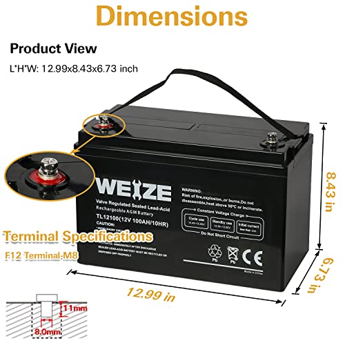 12 Volt 100Ah Deep Cycle AGM Battery H157873