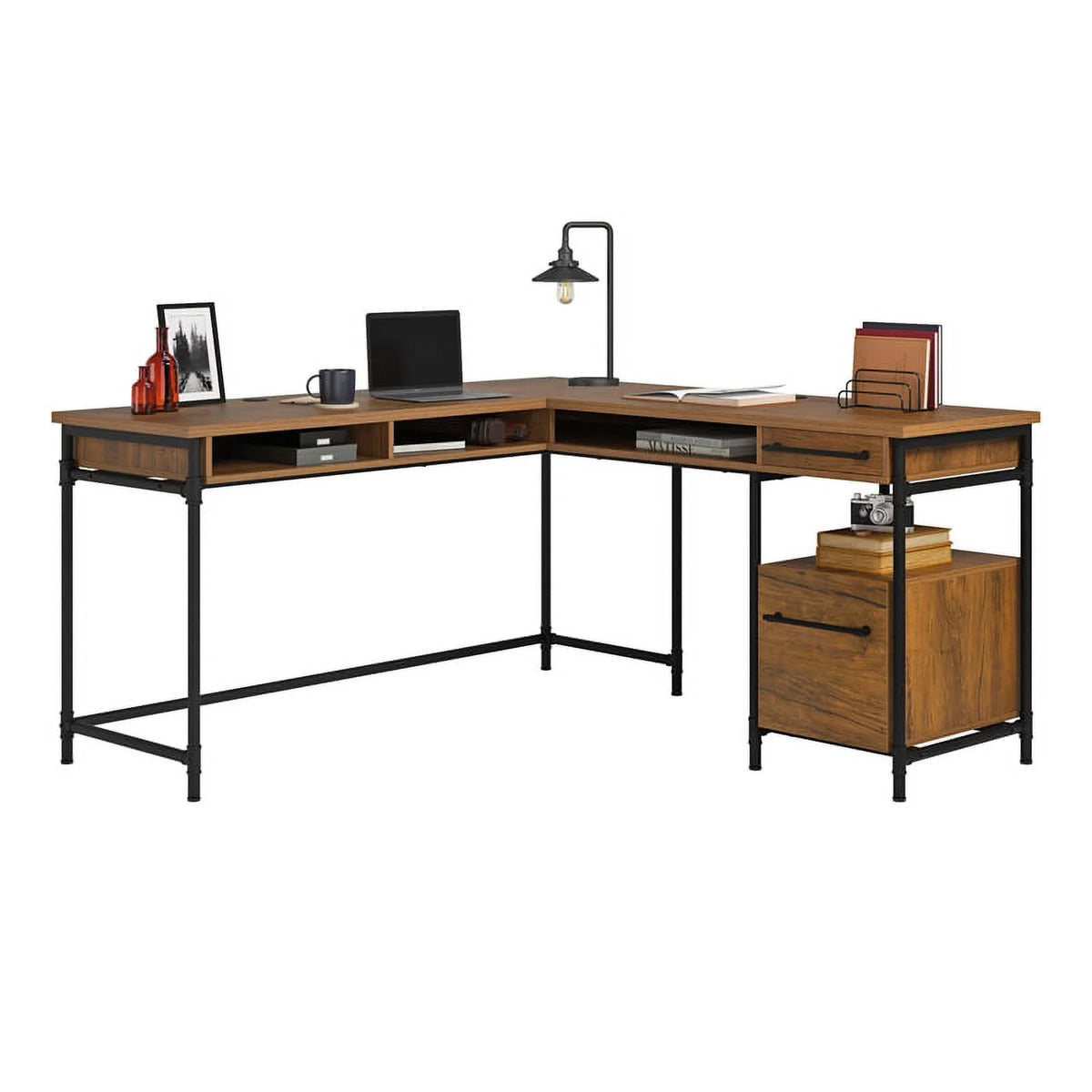 Contemporary Engineered Wood L-Desk Y388