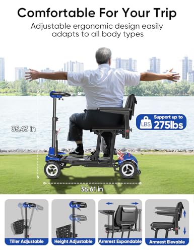 37.5 lbs Ultra Lightweight Folding 4 Wheel Mobility Scooter, Blue W983320