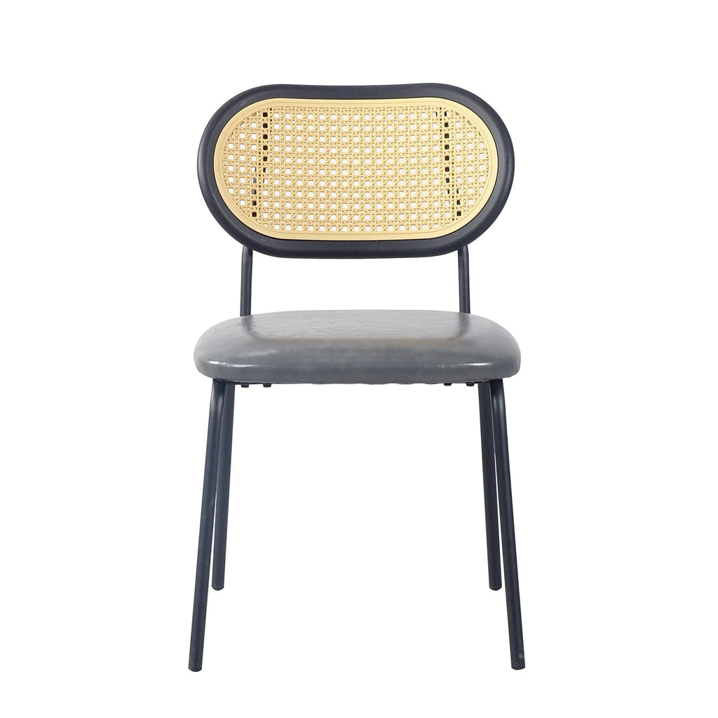 Light Gray Set of 4 Upholstered Dining Chairs with Black Metal Legs T961