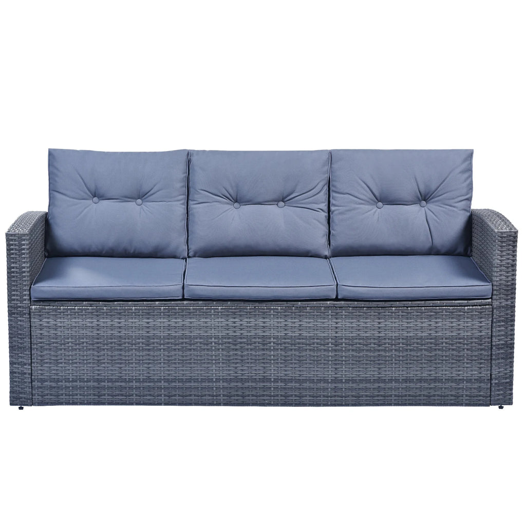 6Pcs All-Weather Wicker PE Rattan Patio Sectional Set with Coffee Table O517133