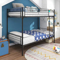 White Twin Over Twin Metal Bunk Bed Frame, Heavy Duty, Easy to Assemble I3266