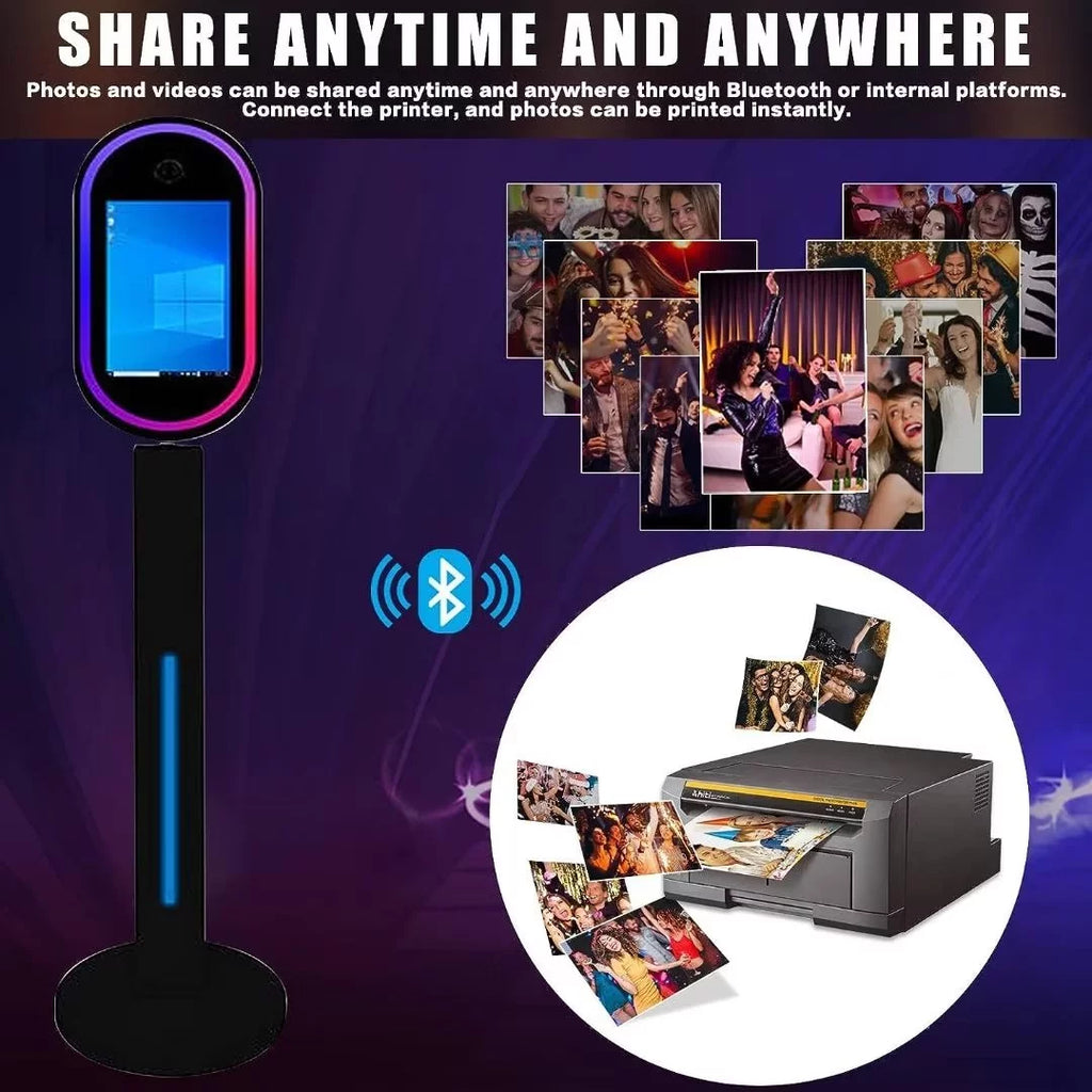 Black 13.3 In Portable Touch Mirror Photo Booth with Ring Light and Flight Case N406