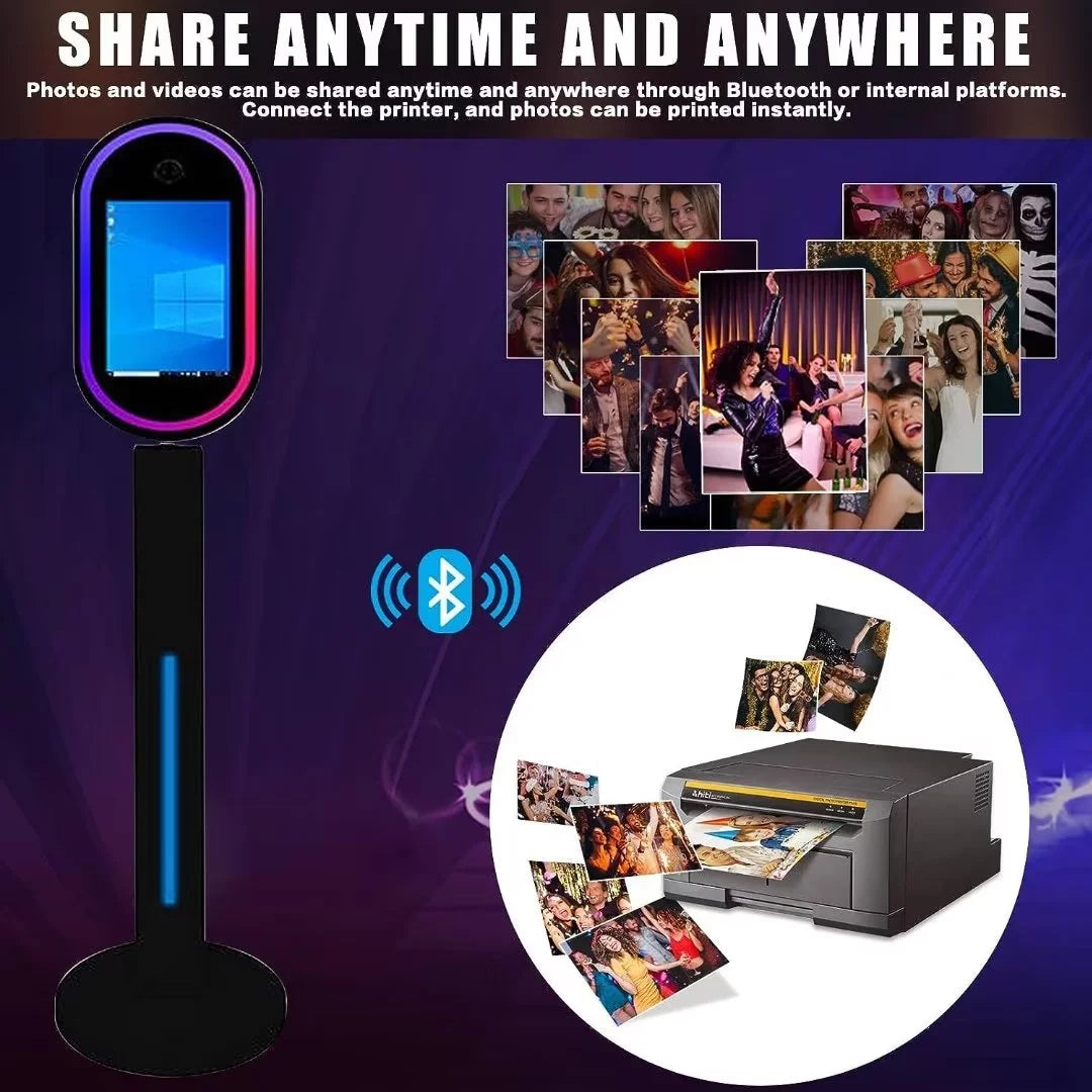 Black 13.3 In Portable Touch Mirror Photo Booth with Ring Light and Flight Case N406