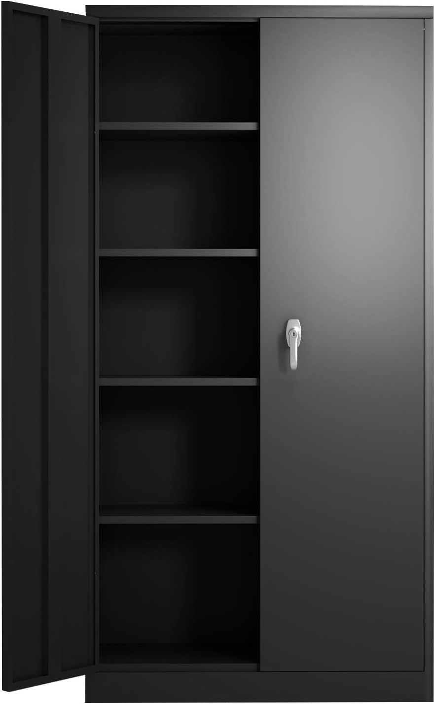 Black Steel Storage Cabinet with 2 Doors and 4 Adjustable Shelves Y334