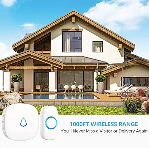 Wireless Doorbell with 2 Buttons, Waterproof Mini Doorbell, Black I871501