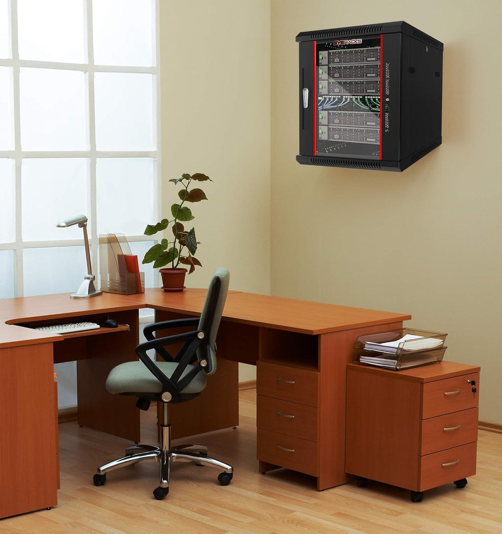 Locking Wall Mount Server Rack 12U with Casters and Shelf O236097