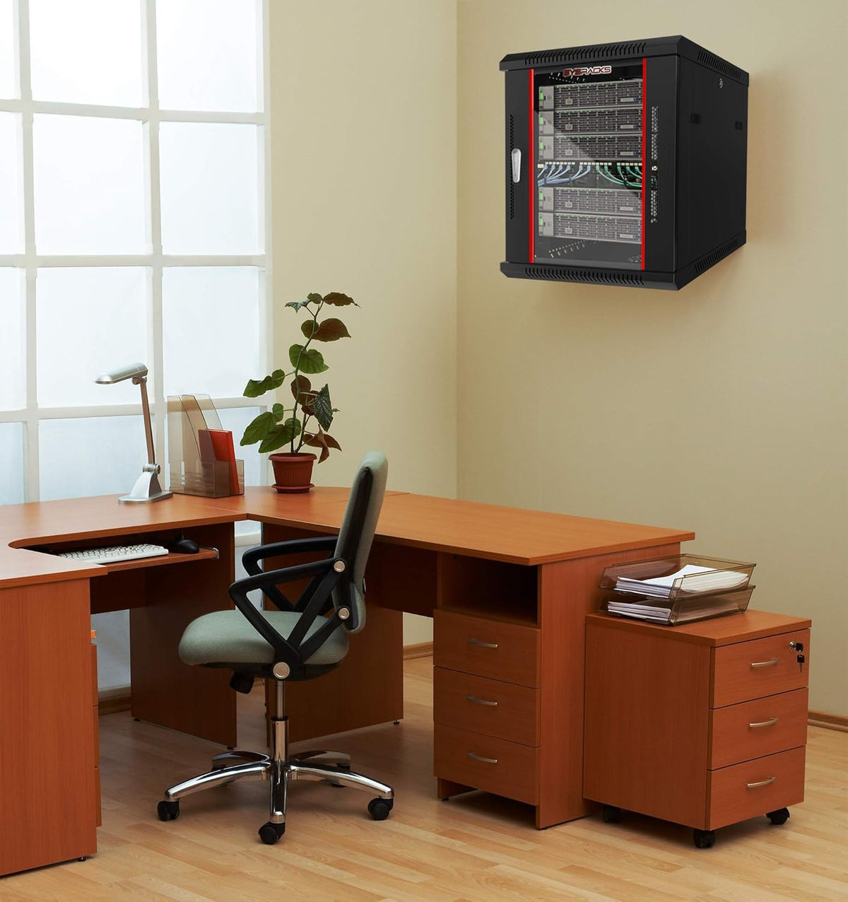 Locking Wall Mount Server Rack 12U with Casters and Shelf O236097