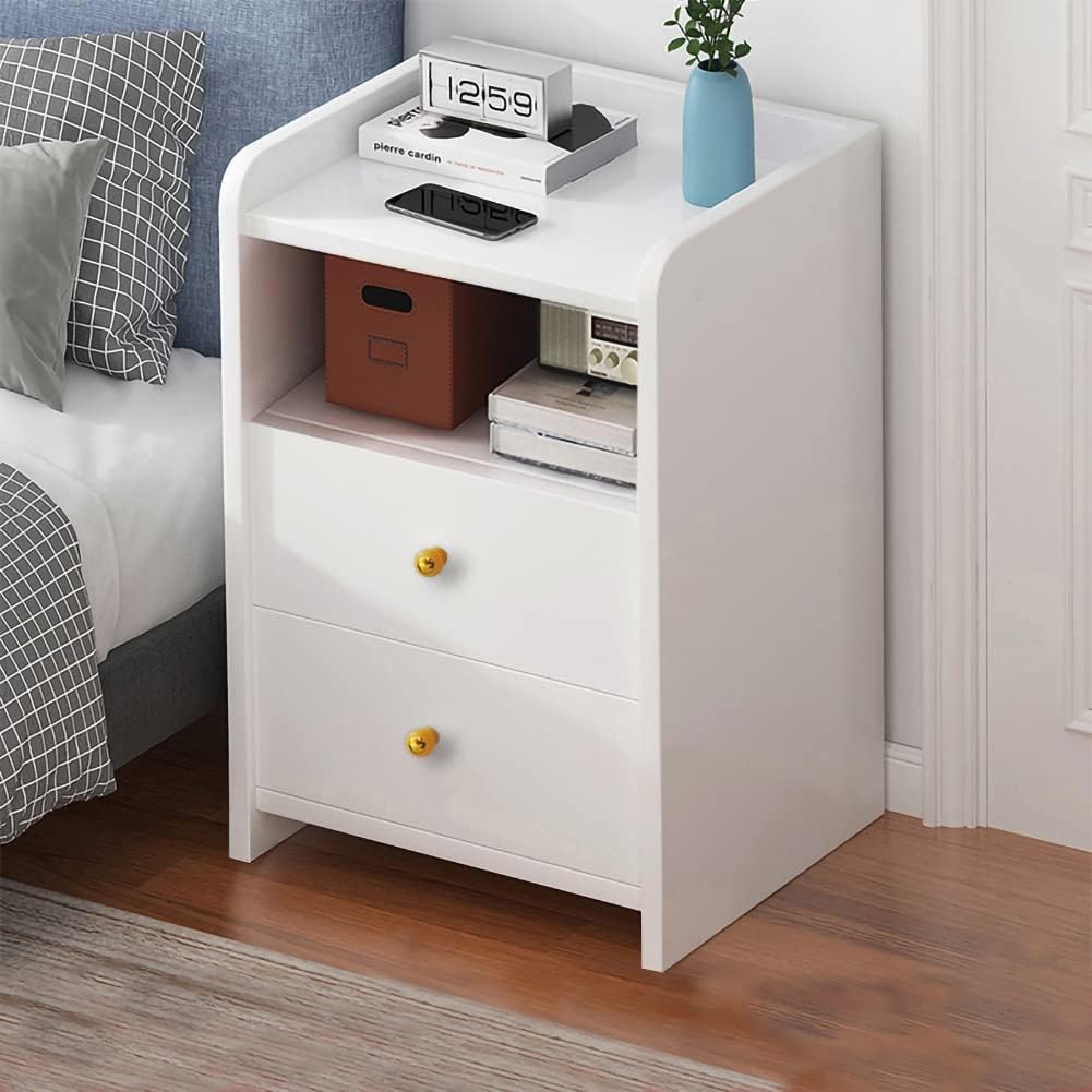 White Nightstand with Drawers Y968980
