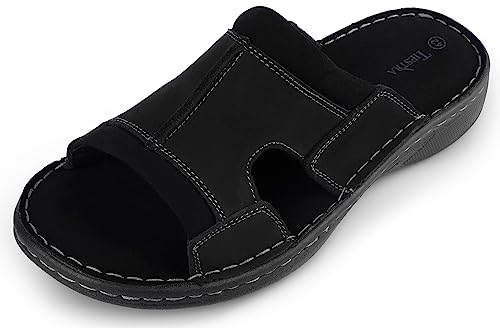 Men's Memory Foam Leather Slide Sandals D470