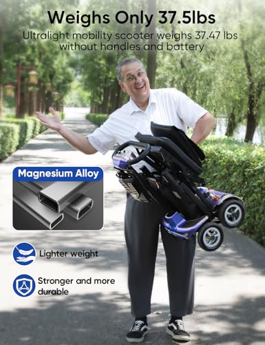 37.5 lbs Ultra Lightweight Folding 4 Wheel Mobility Scooter, Blue W983320