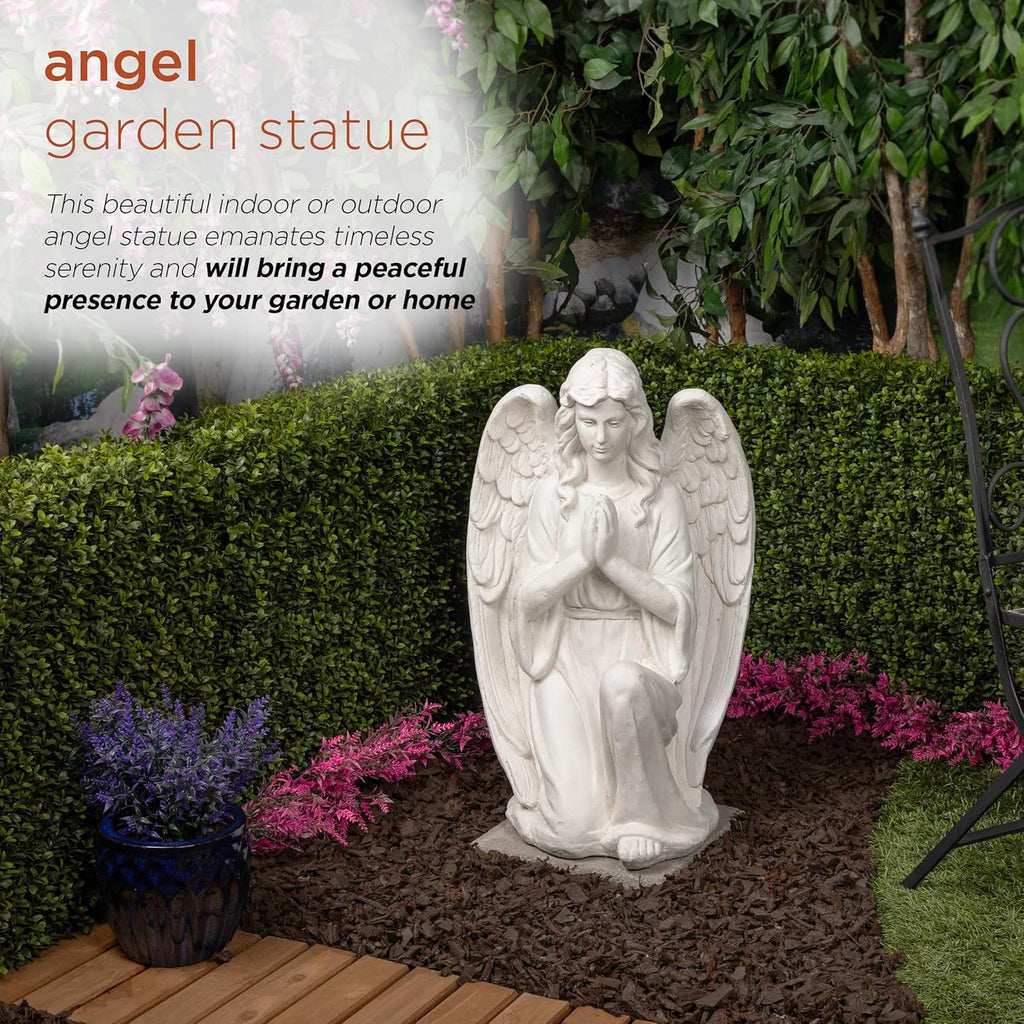White Kneeling Praying Angel Statue X16018