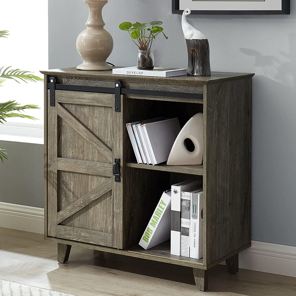 2-Tier Sliding Barn Door Sideboard Cabinet T243
