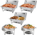 5 Pk Stainless Steel Chafing Dish Set with Full & Half Size Food Pan T288396