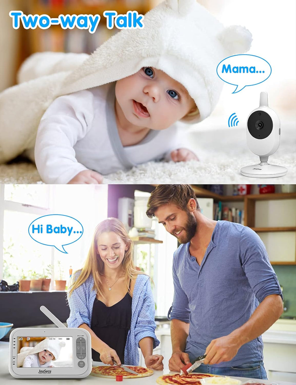 Baby Monitor with Camera and Audio 4.3 Inches LCD Split Screen Q876