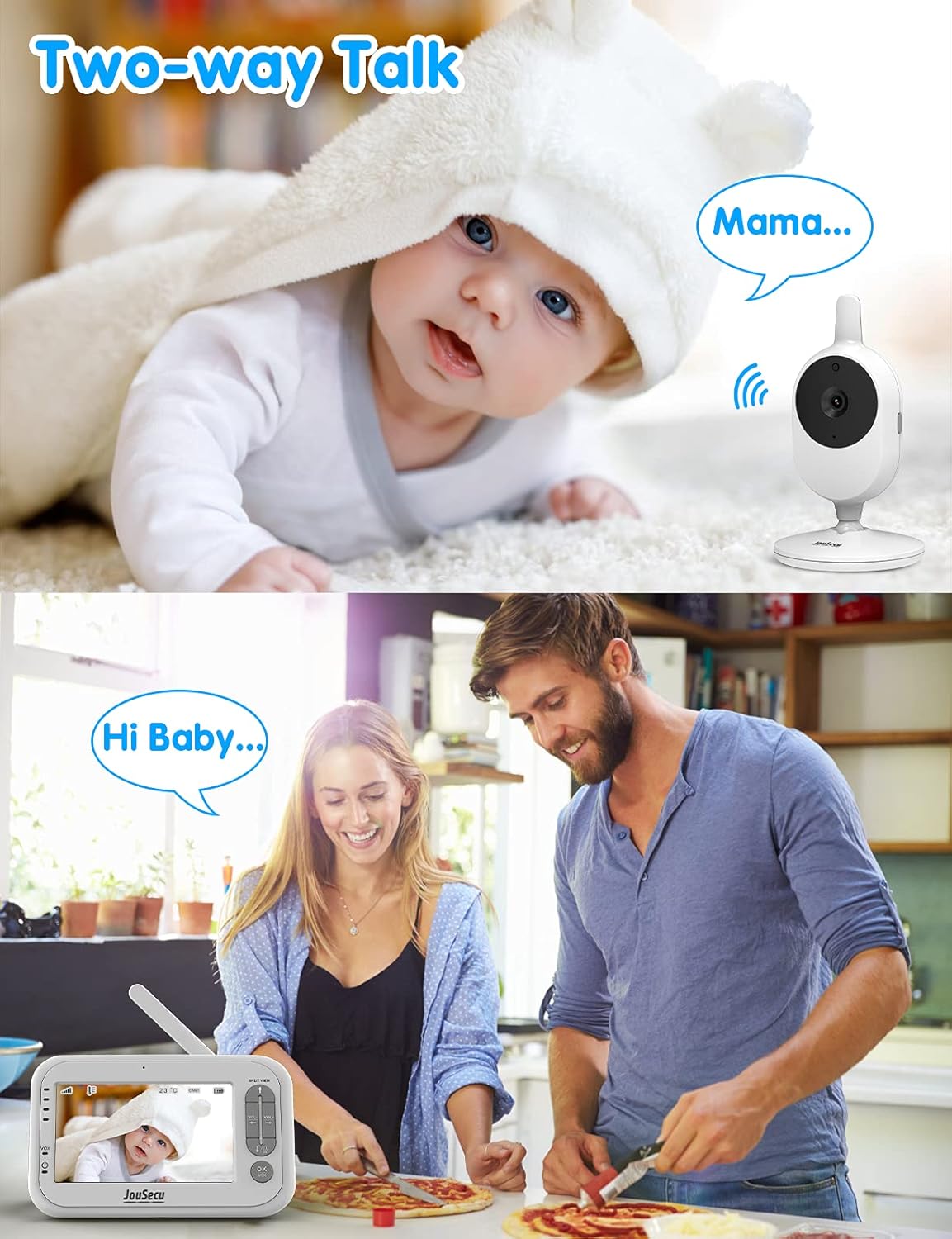 Baby Monitor with Camera and Audio 4.3 Inches LCD Split Screen Q876