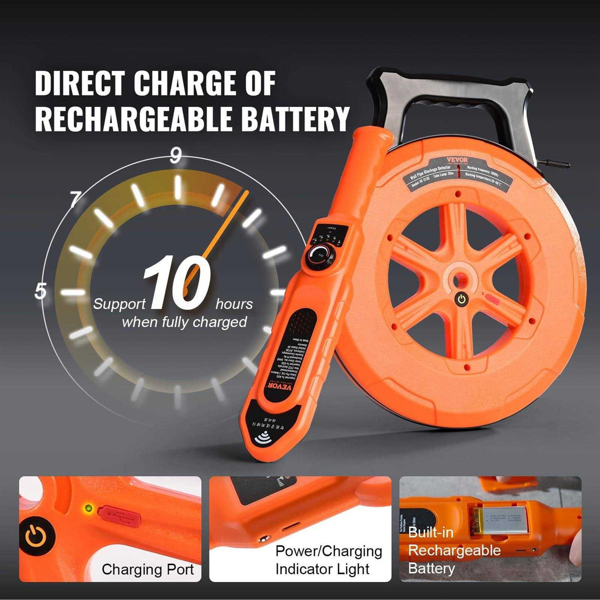 Pipe Blockage Detector Locators 100ft 30m Waterproof T78880