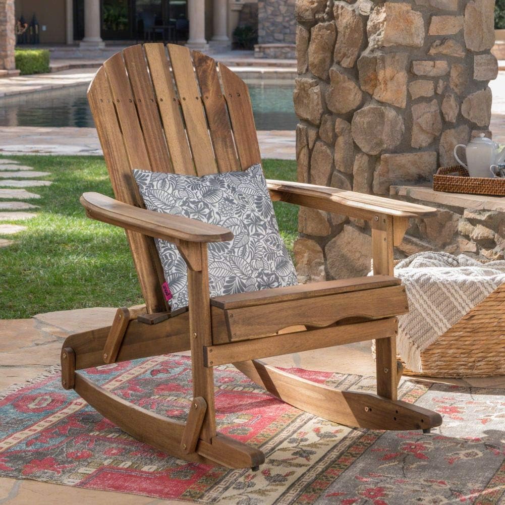 Natural Stained Acacia Wood Adirondack Rocking Chair X46175