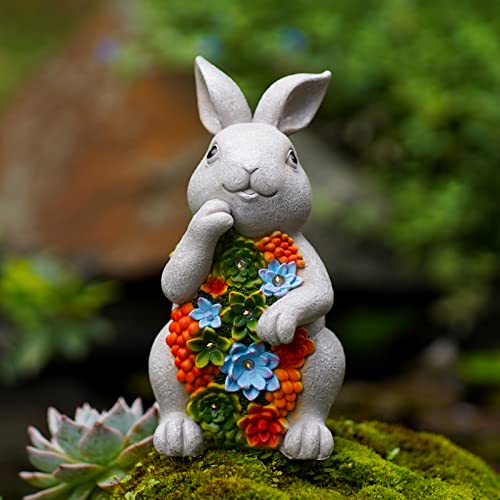 Solar Garden Statue Turtle with Succulent and 7 LED Lights Y63289