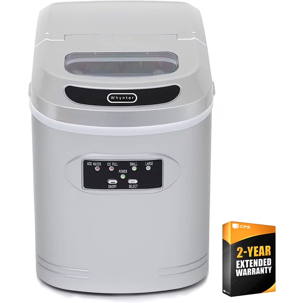Compact Ice Maker, 27-Pound, Metallic Silver J498196
