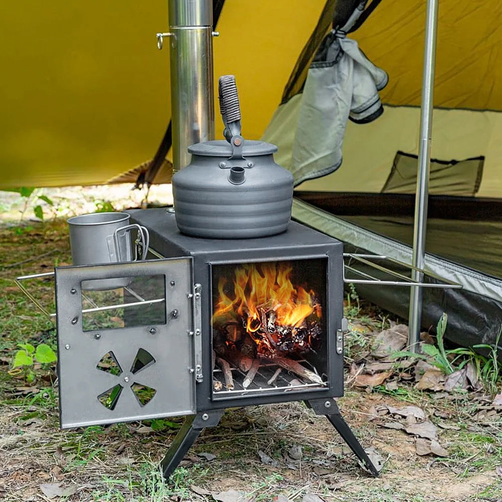 Portable Wood Burning Stove for Outdoor Cooking and Heating D7344