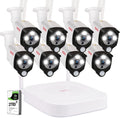 8CH 5MP NVR with 2TB HDD and 8PCS 3MP Outdoor Bullet Cameras with PIR Sensor, Floodlight, White Y862107