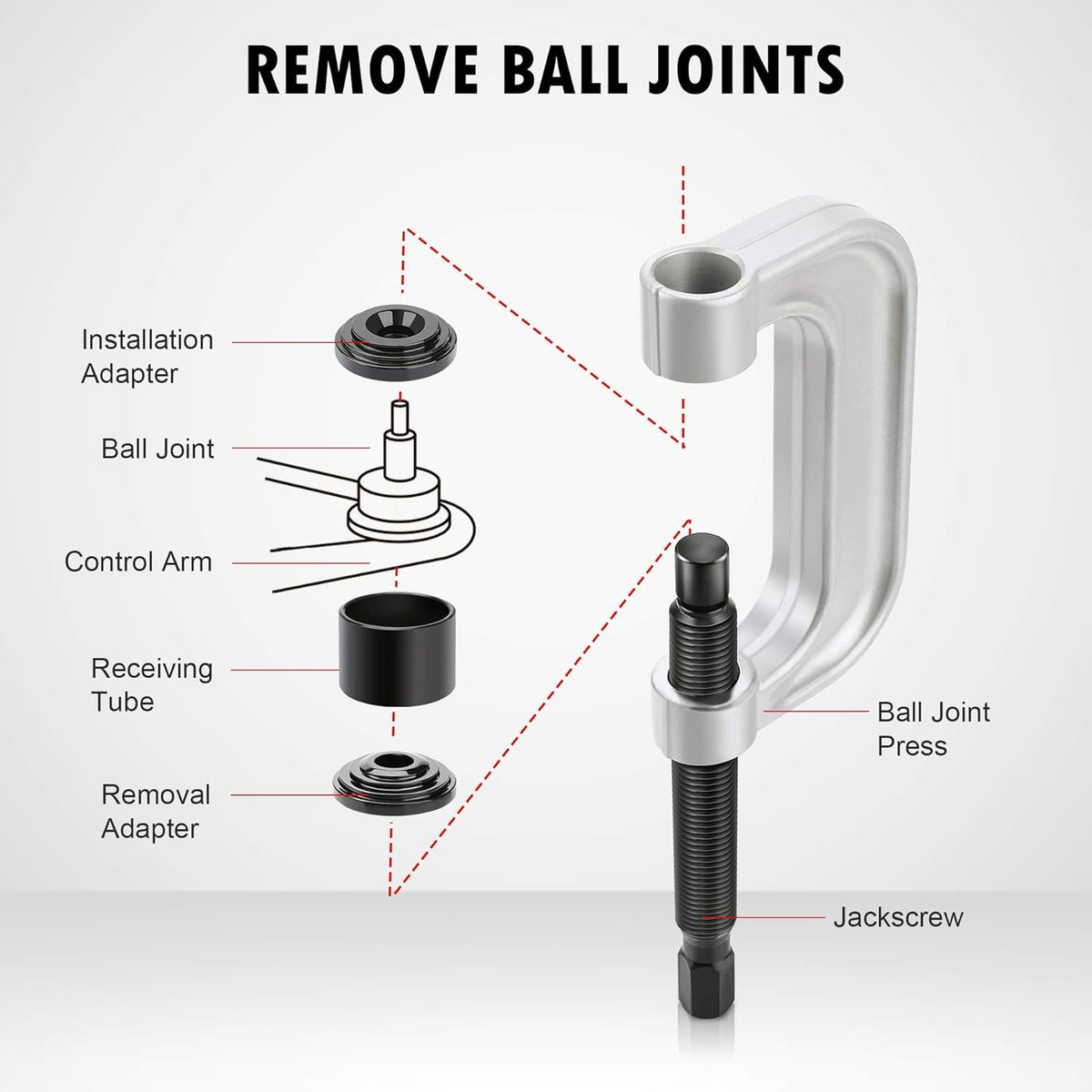 Ball Joint Press & U Joint Removal Tool Kit with 4wd Adapters C114