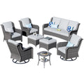8 Pieces Wicker Patio Sectional with Swivel Chairs and Sofa W83333