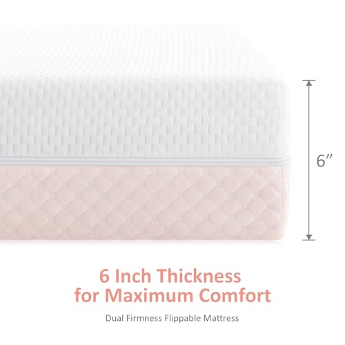 White Pink Dual Sided Memory Foam Crib Mattress K39235