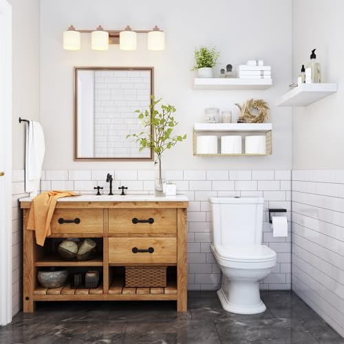 Wall Mounted Floating Shelves 16 inch Set of 3 Rustic Brown L72933