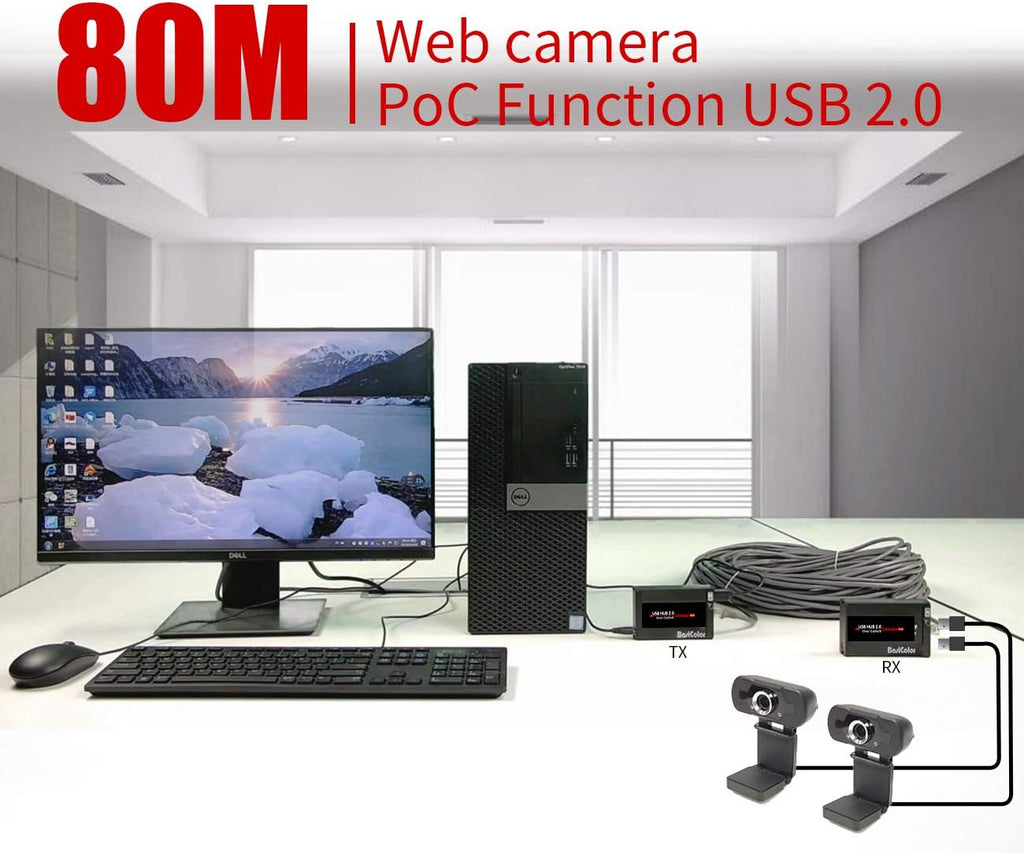 USB Extender 262ft 80m Kit with 4 USB 2.0 Hub D3691