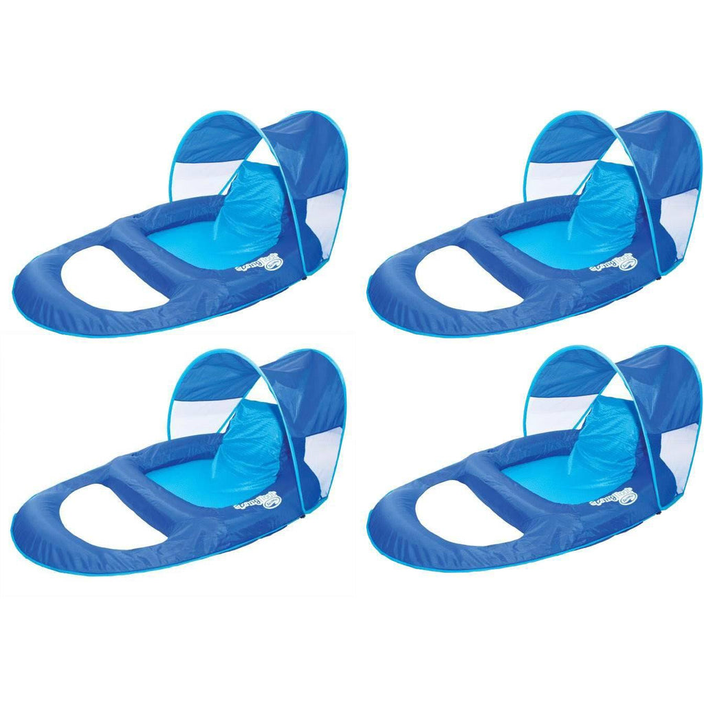 Spring Float Recliner Pool Lounge Chair with Sun Canopy 4-Pack D165439