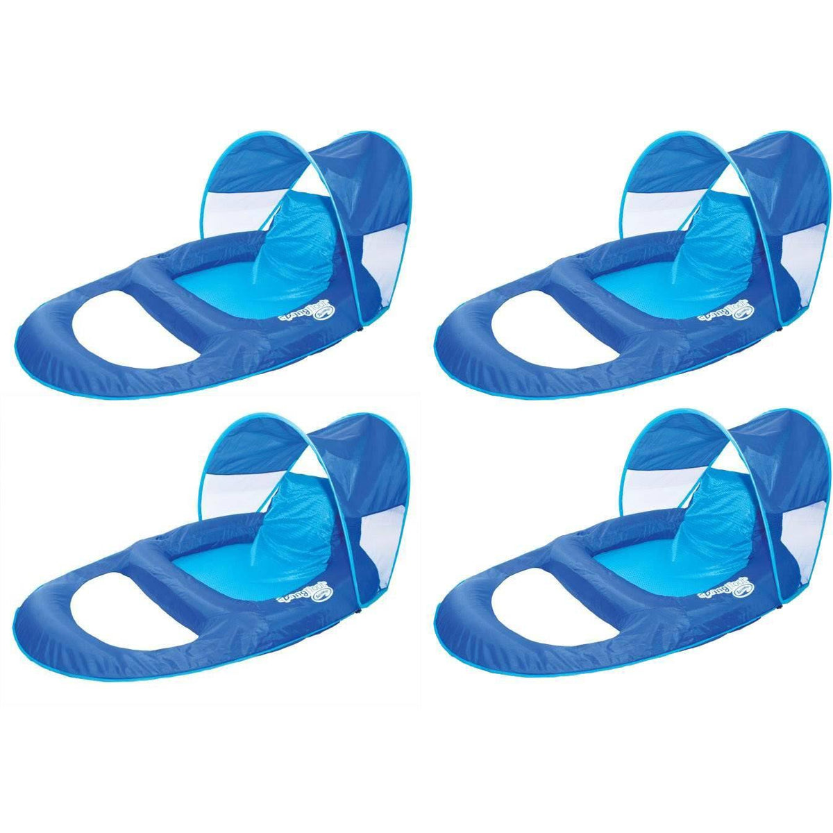 Spring Float Recliner Pool Lounge Chair with Sun Canopy 4-Pack D165439