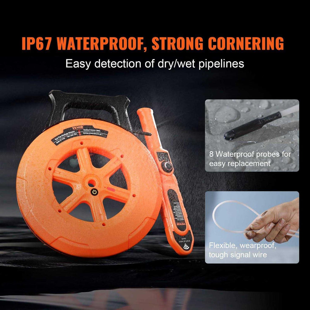 Pipe Blockage Detector Locators 100ft 30m Waterproof T78880