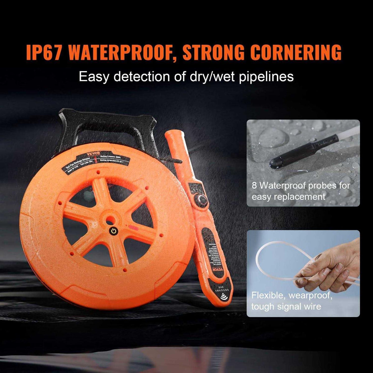 Pipe Blockage Detector Locators 100ft 30m Waterproof T78880