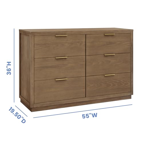 Teak Brown 6 Drawer Dresser R3588