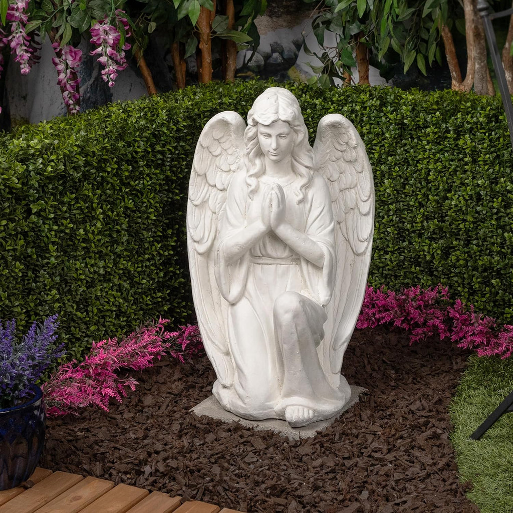 White Kneeling Praying Angel Statue X16018