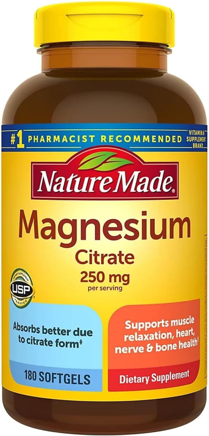 Magnesium Citrate 250 mg Dietary Supplement, 180 Count Softgels F6975