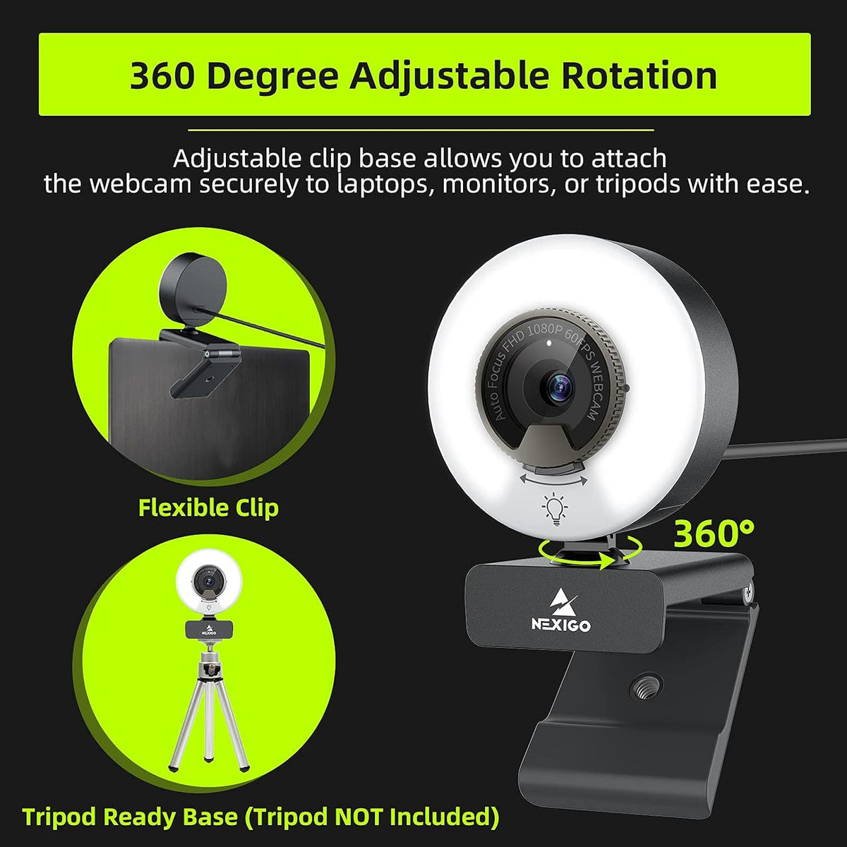 1080P 60FPS Webcam with Light N807