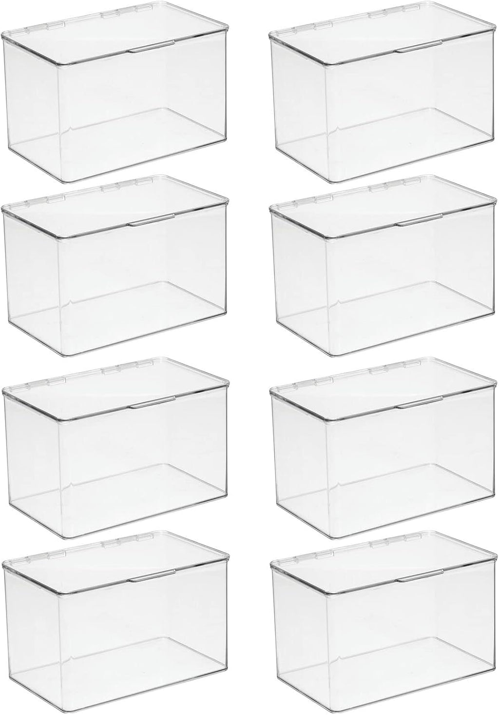 Clear 8 Pack Stackable Rectangular Storage Bin with Lid B5472