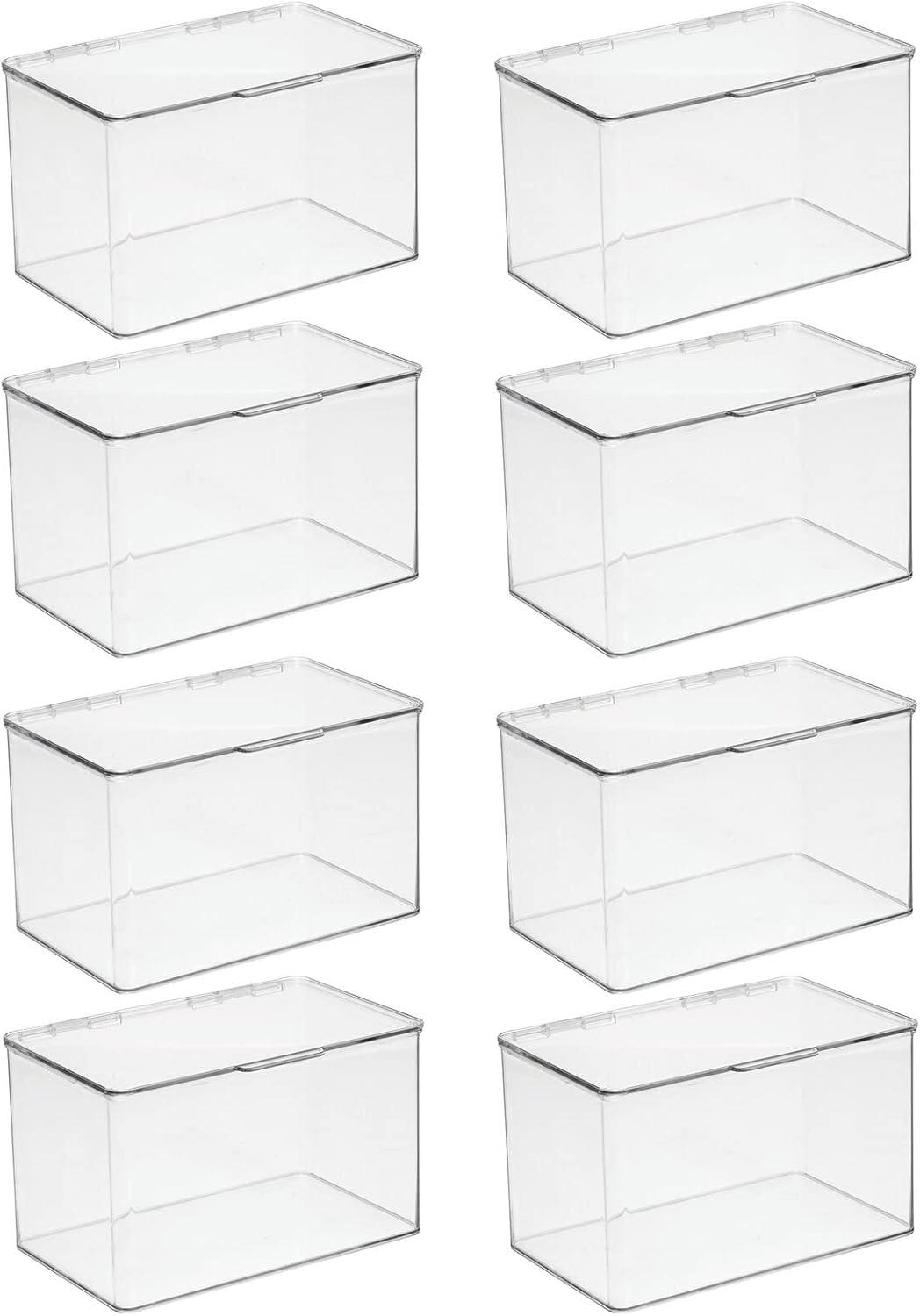 Clear 8 Pack Stackable Rectangular Storage Bin with Lid B5472