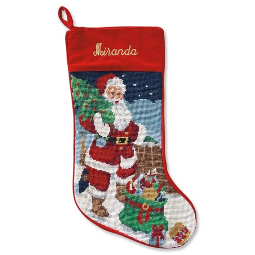 100% Wool Needlepoint Christmas Stocking I84370