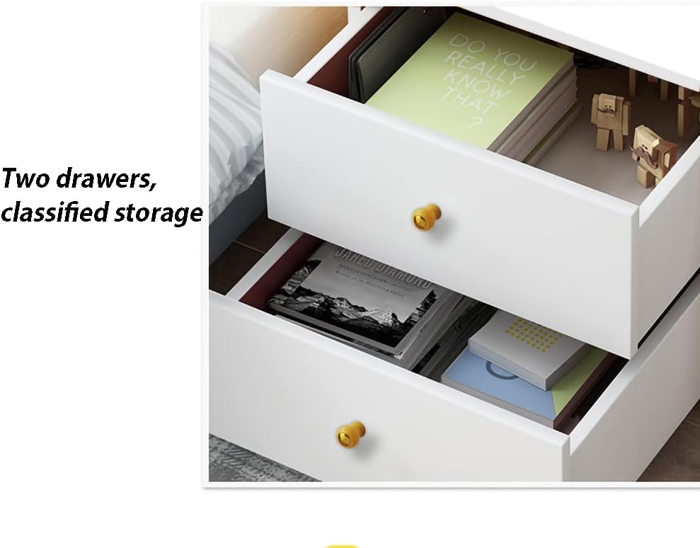 White Nightstand with Drawers Y968980