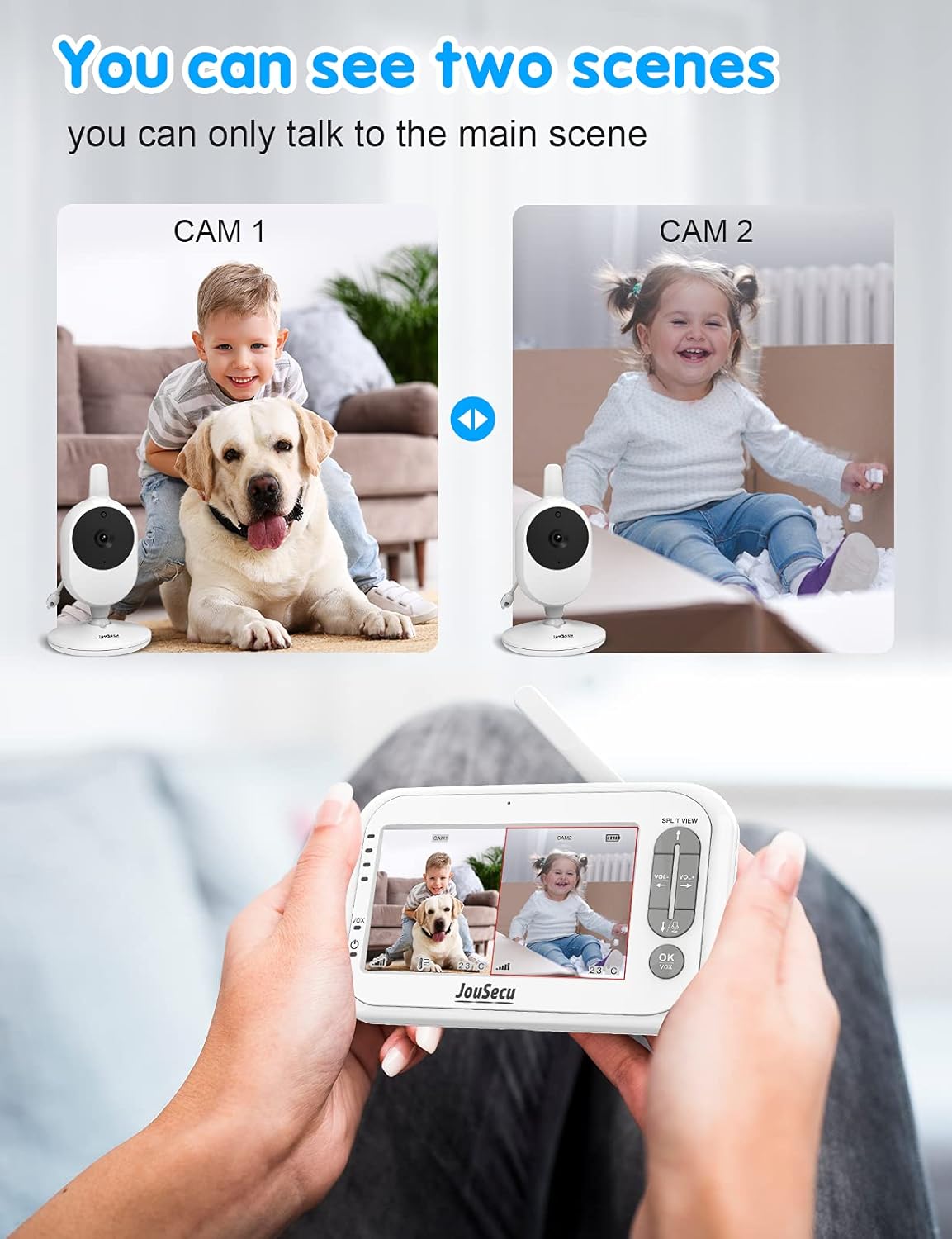 Baby Monitor with Camera and Audio 4.3 Inches LCD Split Screen Q876