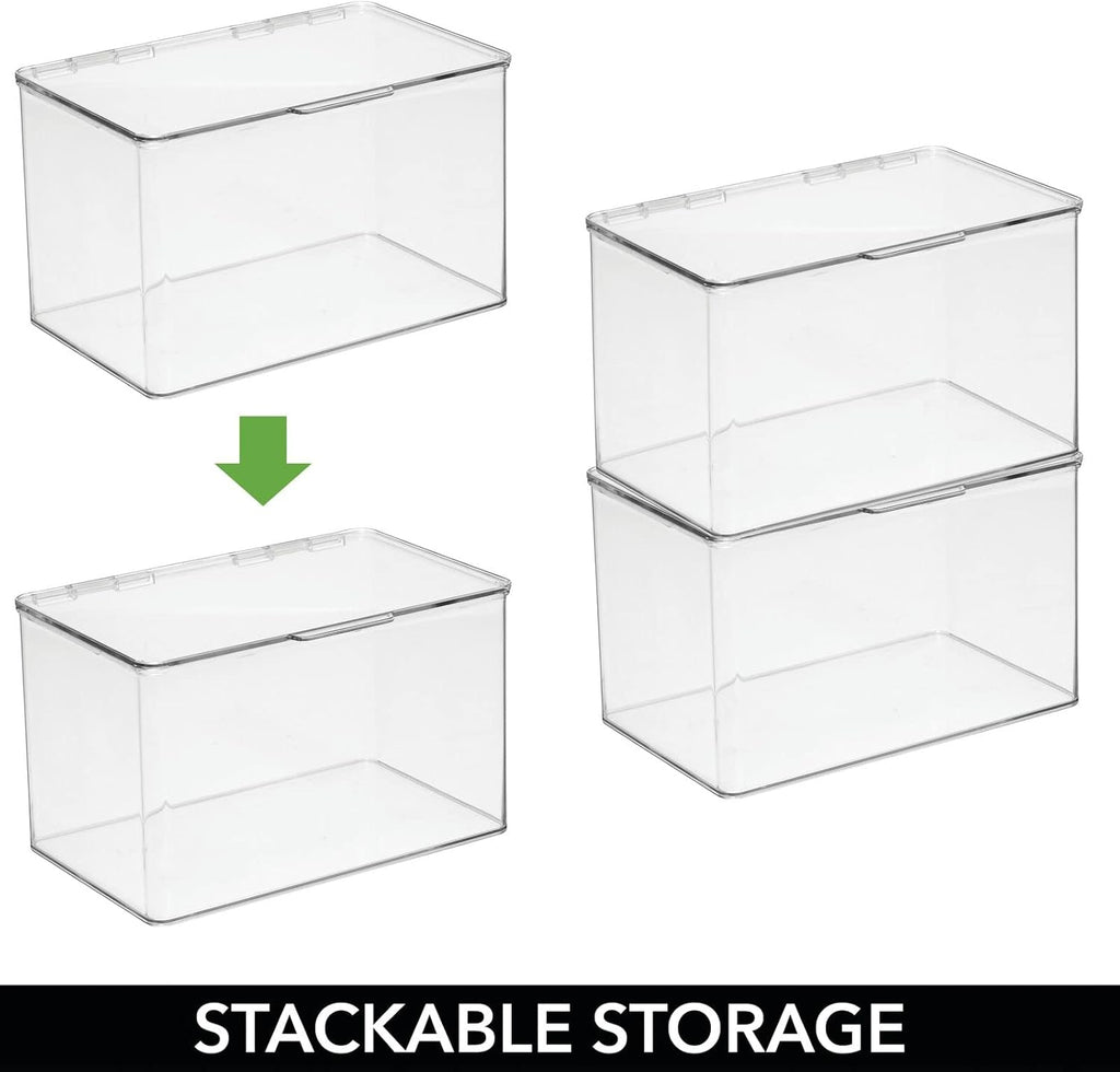 Clear 8 Pack Stackable Rectangular Storage Bin with Lid B5472