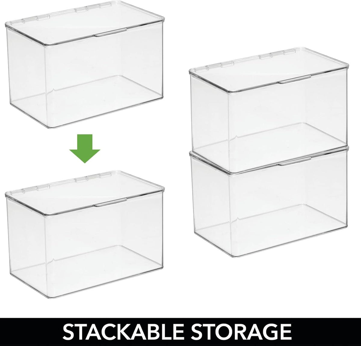 Clear 8 Pack Stackable Rectangular Storage Bin with Lid B5472