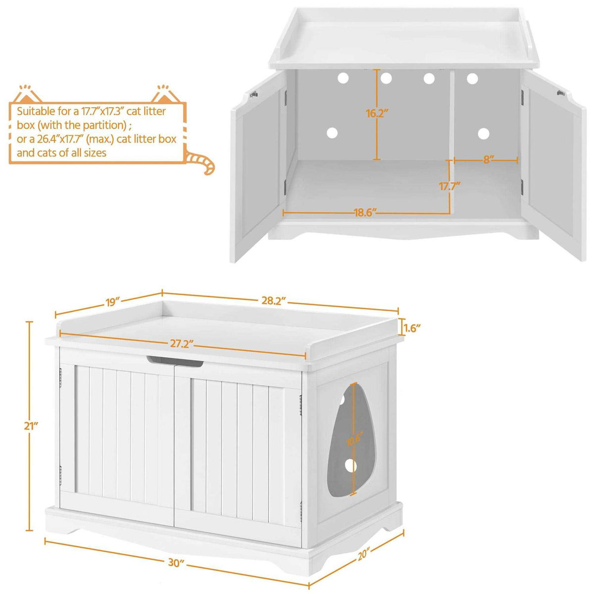 White Decorative Hidden Cat Litter Box I266