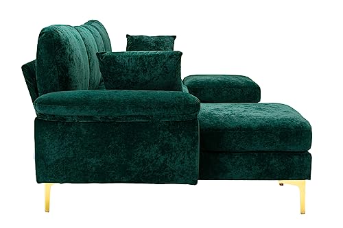 Purple 114 Inch Fabric Upholstered Modular Sectional Sofa with Chaise Lounge Ottoman and 2 Pillows A386300